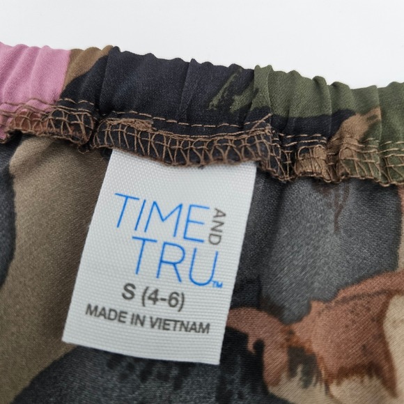 Time and Tru TT Midi Slip Skirt Painted Floral Print Split Size S - Picture 4 of 7